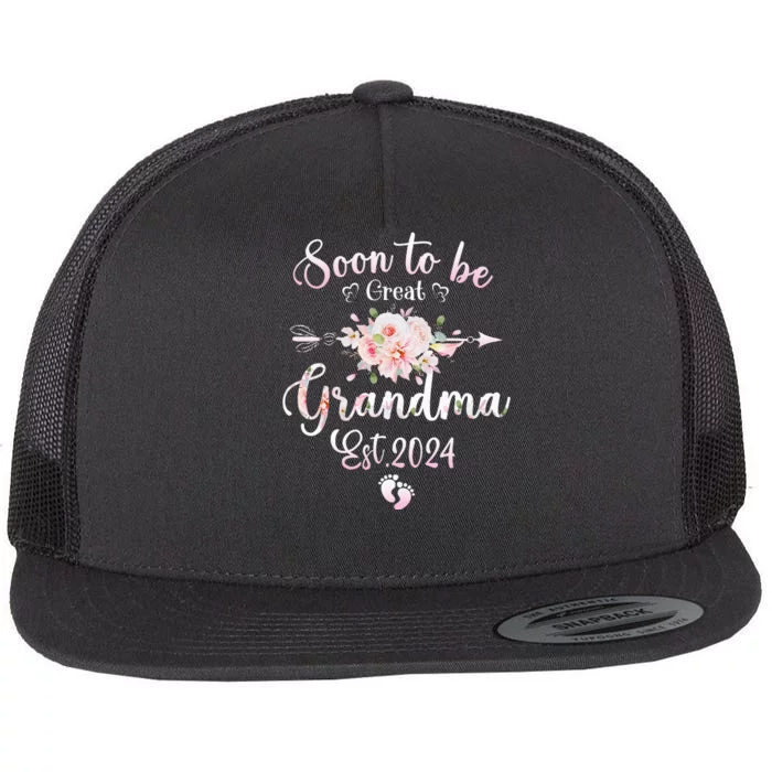 Soon To Be Great Grandma 2024 Mothers Day First Time Grandma Flat Bill Trucker Hat