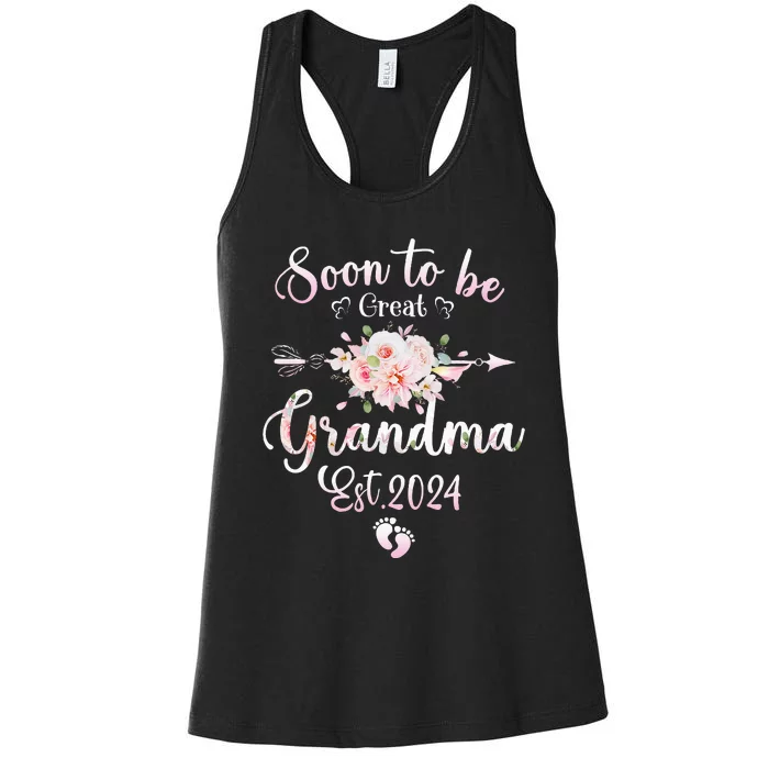 Soon To Be Great Grandma 2024 Mothers Day First Time Grandma Women's Racerback Tank