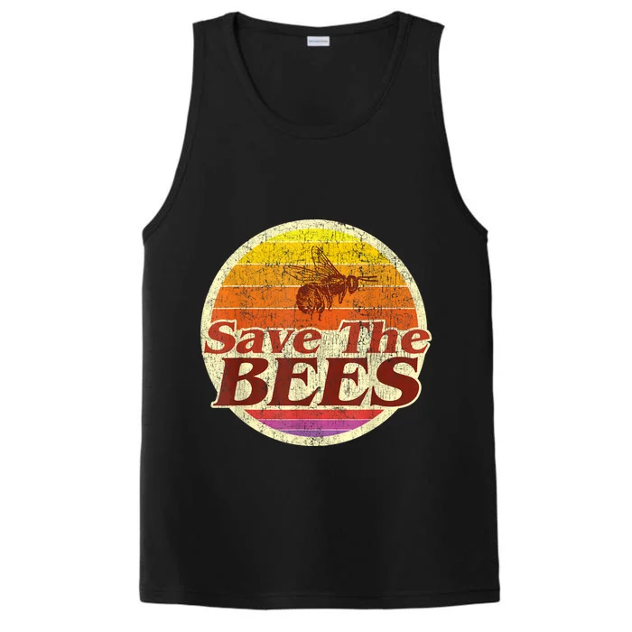 Save The Bees Funny Vintage Retro Distressed Performance Tank