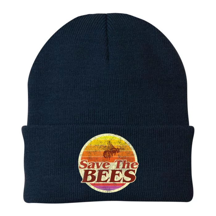 Save The Bees Funny Vintage Retro Distressed Knit Cap Winter Beanie