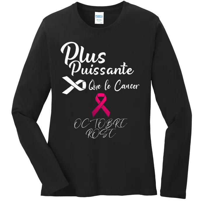 Stronger Than Breast Cancer Pink October Ladies Long Sleeve Shirt