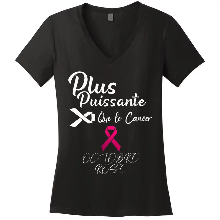 Stronger Than Breast Cancer Pink October Women's V-Neck T-Shirt