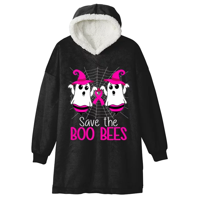 Save The Boo Bees Breast Cancer Awareness Halloween Hooded Wearable Blanket