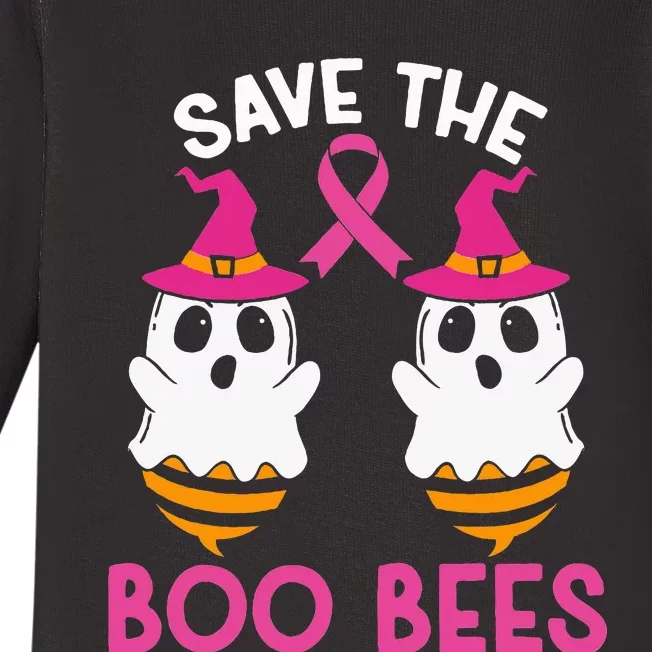 Save The Boobees Boo Bees Breast Cancer Awareness Halloween Baby Long Sleeve Bodysuit