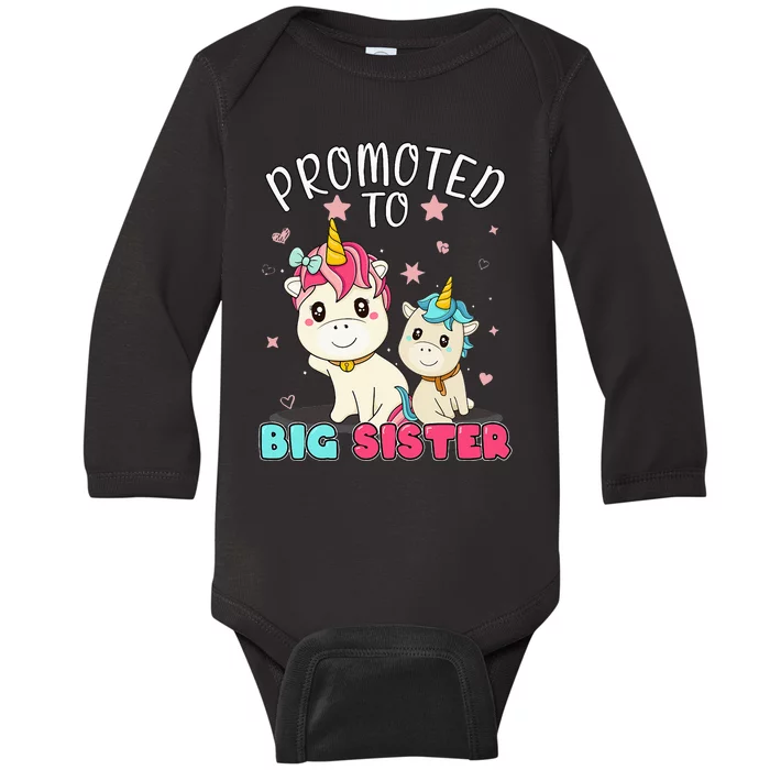 Soon to Big Sister Unicorn to be a big sister Baby Long Sleeve Bodysuit