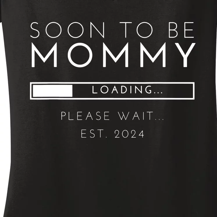 Soon To Be Mommy Est 2024 Promoted To Mom 2024 New Mama Women's V-Neck T-Shirt