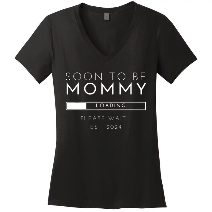 Soon To Be Mommy Est 2024 Promoted To Mom 2024 New Mama Women's V-Neck T-Shirt