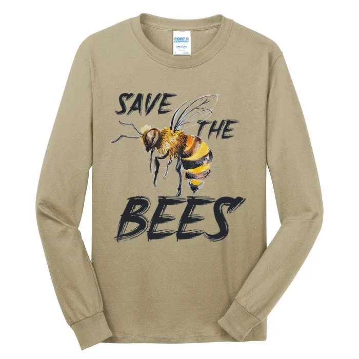 Save The Bees Mass Extinction Honey Hives Earth Day Love Tall Long Sleeve T-Shirt