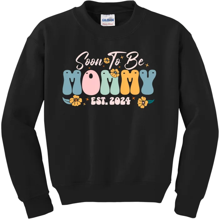 Soon To Be Mommy Est 2024 New Mom Pregnancy Announcement Kids Sweatshirt