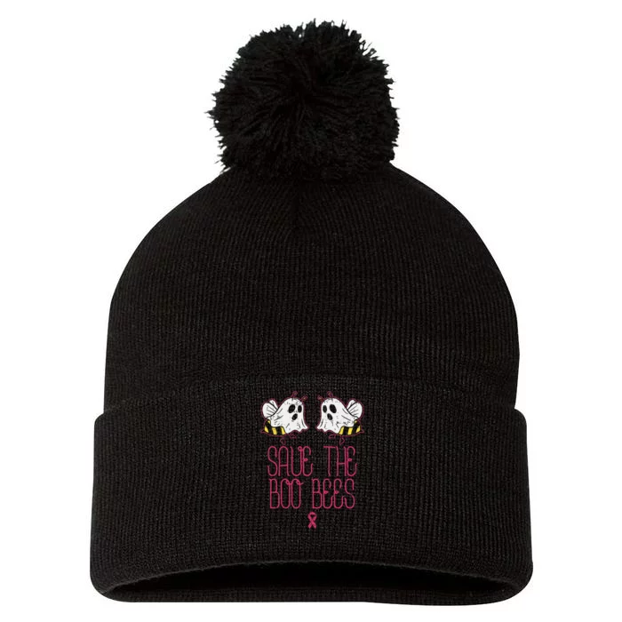 Save The Boobees Boo Bees Breast Cancer Halloween Women Pom Pom 12in Knit Beanie