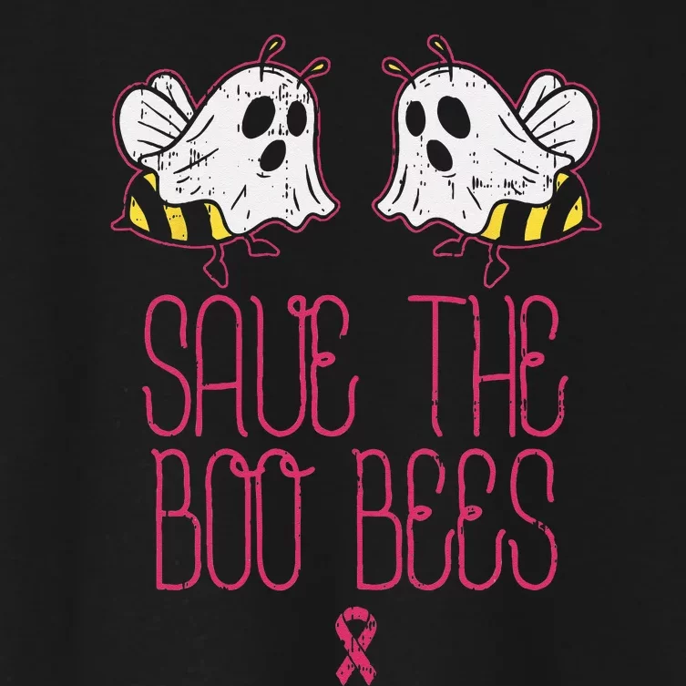 Save The Boobees Boo Bees Breast Cancer Halloween Women Women's Crop Top Tee