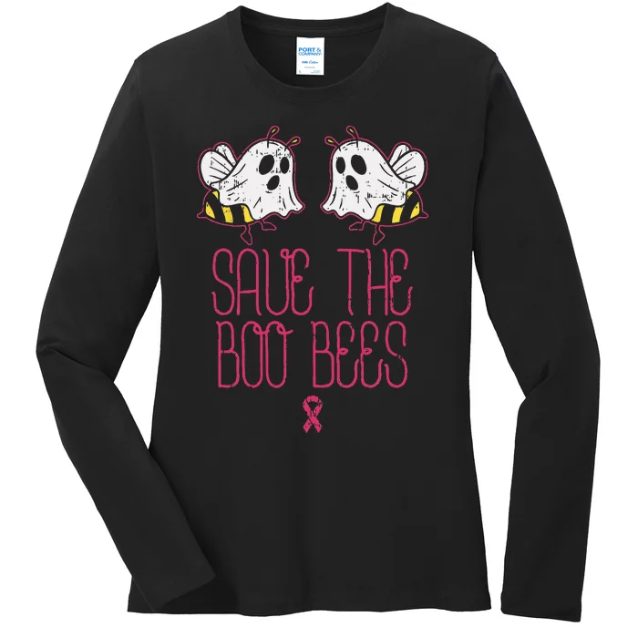 Save The Boobees Boo Bees Breast Cancer Halloween Women Ladies Long Sleeve Shirt