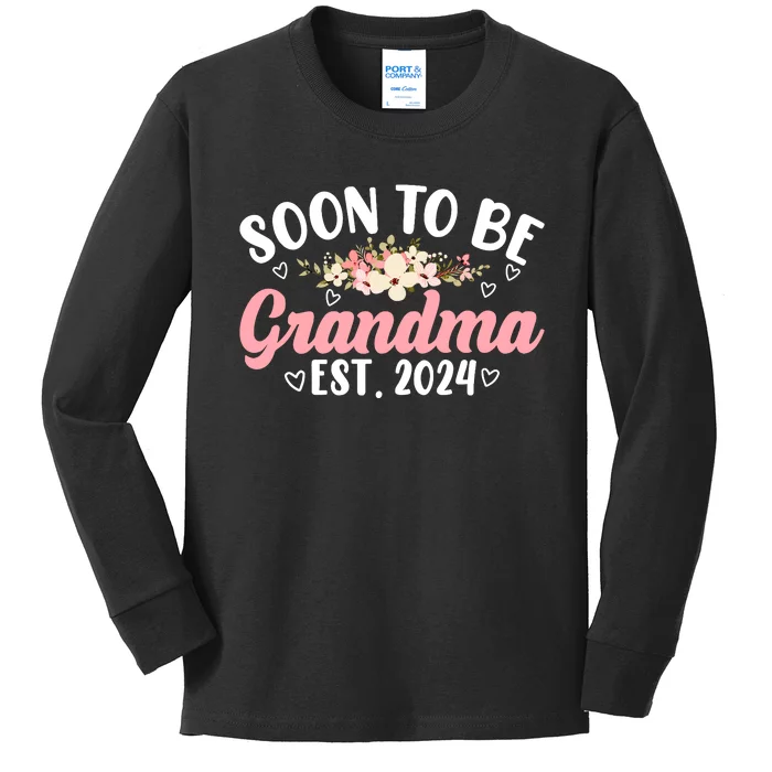 Soon To Be Grandma 2024 MotherS Day For New Grandma Kids Long Sleeve Shirt