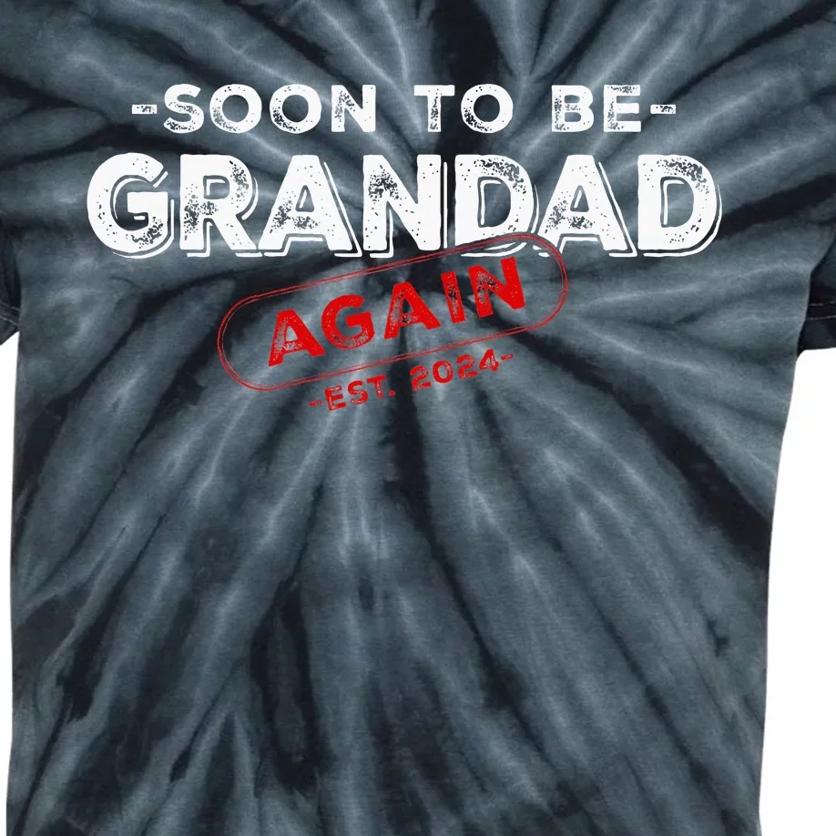 Soon To be Grandad Again est. 2024 Promoted to Grandpa Papa Kids Tie-Dye T-Shirt