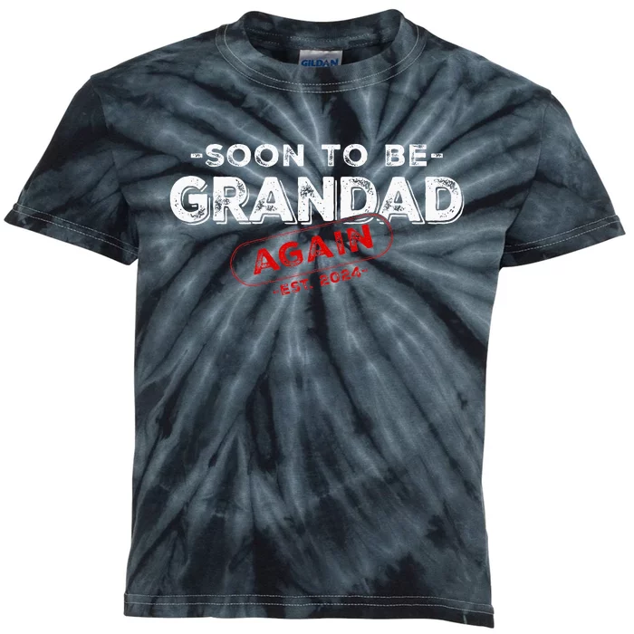 Soon To be Grandad Again est. 2024 Promoted to Grandpa Papa Kids Tie-Dye T-Shirt