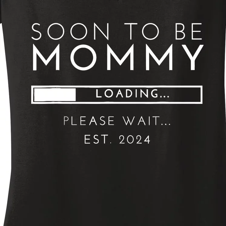 Soon To Be Mommy Est 2024 Promoted To Mom 2024 New Mama Women's V-Neck T-Shirt