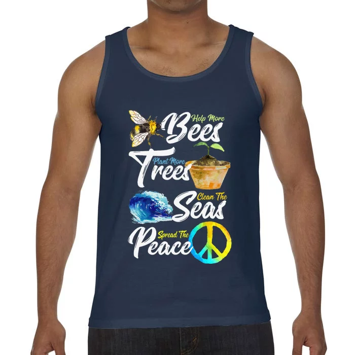 Save The Bees Earth Day Activist Peace Trees Seas Lovers Comfort Colors® Tank Top