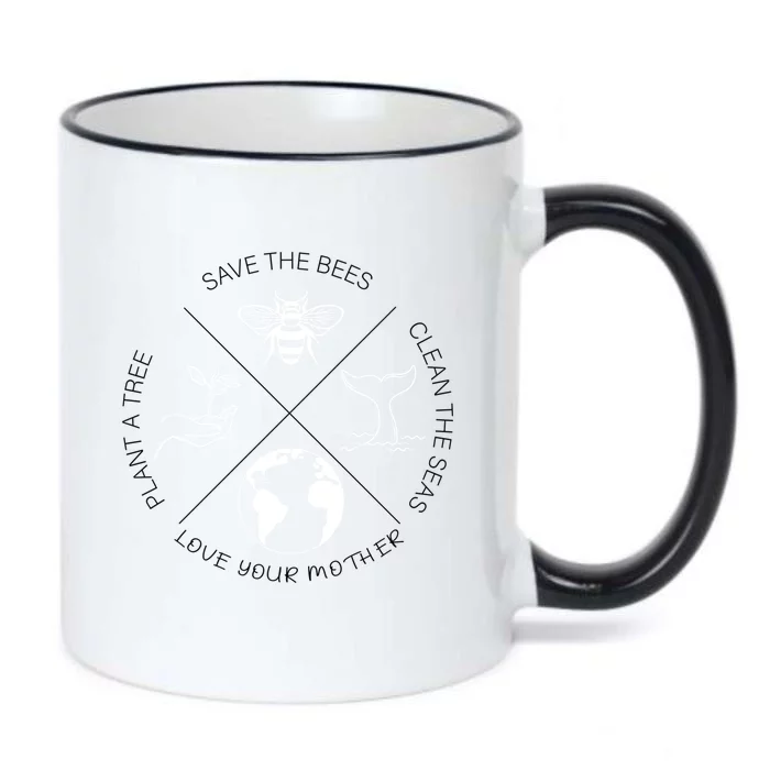 Save The Bees Plant More Trees Clean The Seas Earth Day Black Color Changing Mug