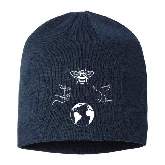 Save The Bees Plant More Trees Clean The Seas Earth Day 8 1/2in Sustainable Knit Beanie