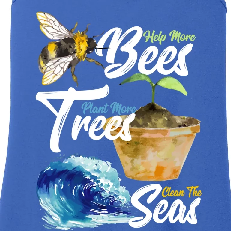 Save The Bees Earth Day Activist Trees Seas Lovers Gift Ladies Essential Tank