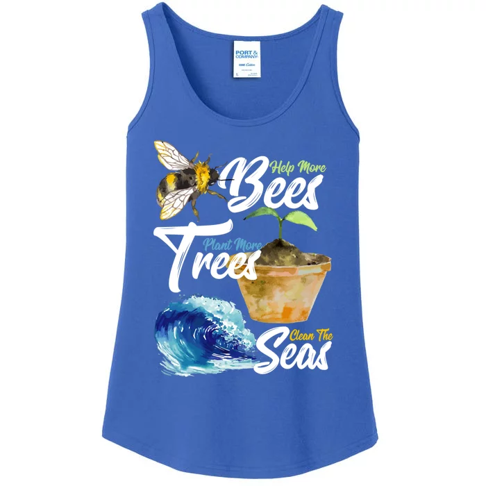 Save The Bees Earth Day Activist Trees Seas Lovers Gift Ladies Essential Tank