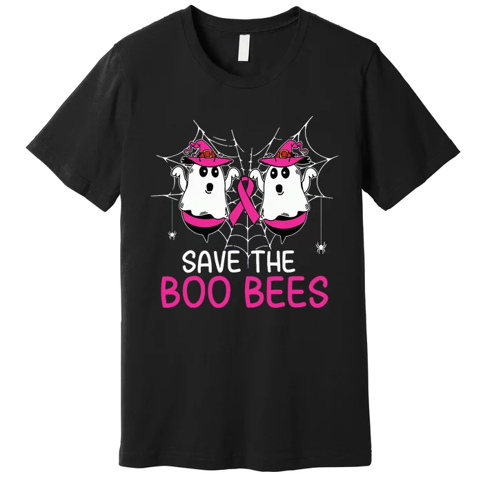 Save The Boobees Boo Bees Ribbon Breast Cancer Halloween Premium T-Shirt