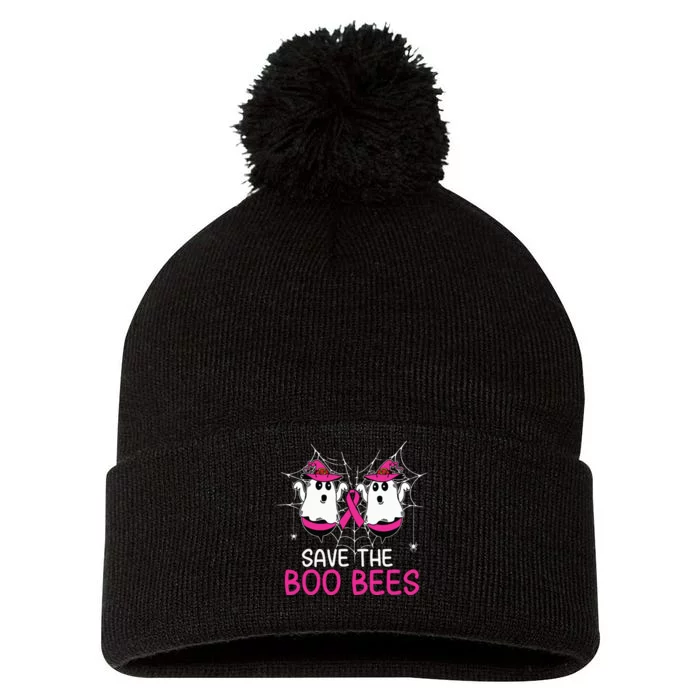 Save The Boobees Boo Bees Ribbon Breast Cancer Halloween Pom Pom 12in Knit Beanie