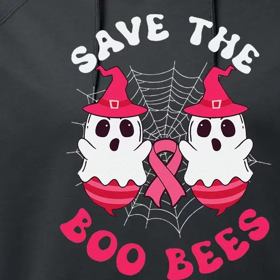 Save The Boo Bees Funny Halloween Breast Cancer Awareness Performance Fleece Hoodie