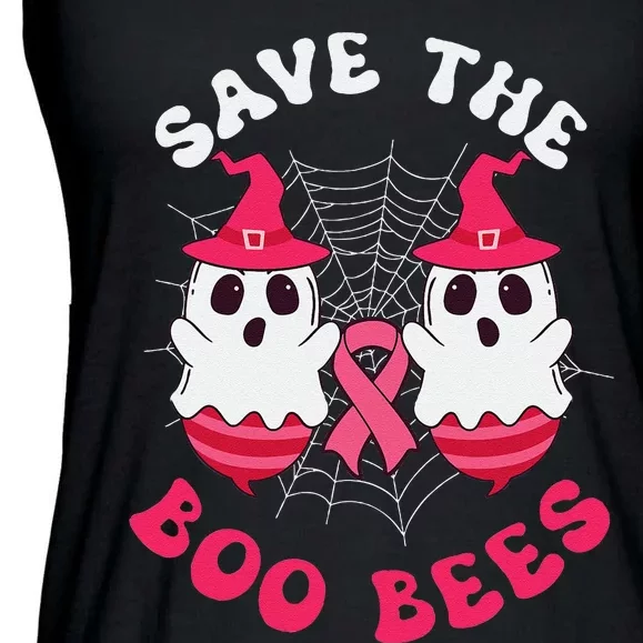 Save The Boo Bees Funny Halloween Breast Cancer Awareness Ladies Essential Flowy Tank