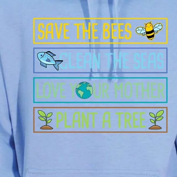 Save The Bees Clean The Seas Love Your Mother Plant A Tree Gift Unisex Surf Hoodie