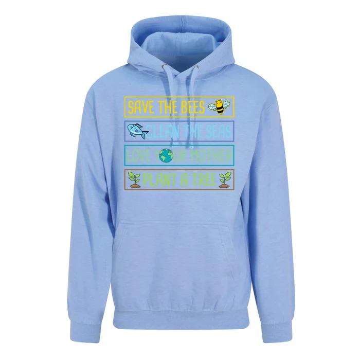 Save The Bees Clean The Seas Love Your Mother Plant A Tree Gift Unisex Surf Hoodie