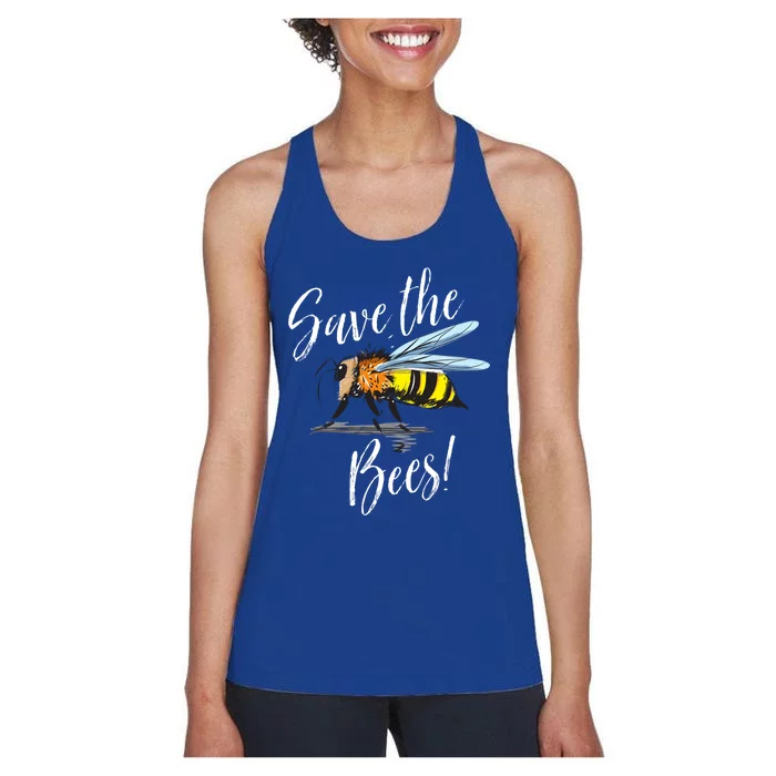 Save The Bees Beekeeper Gift Apiarist Bees Vintage Gift Women's Racerback Tank