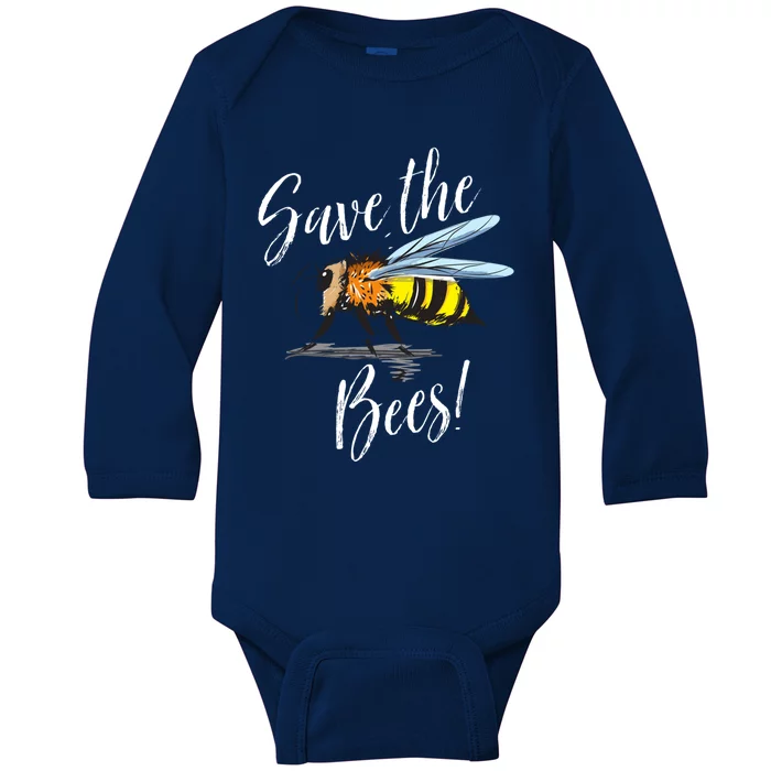 Save The Bees Beekeeper Gift Apiarist Bees Vintage Gift Baby Long Sleeve Bodysuit