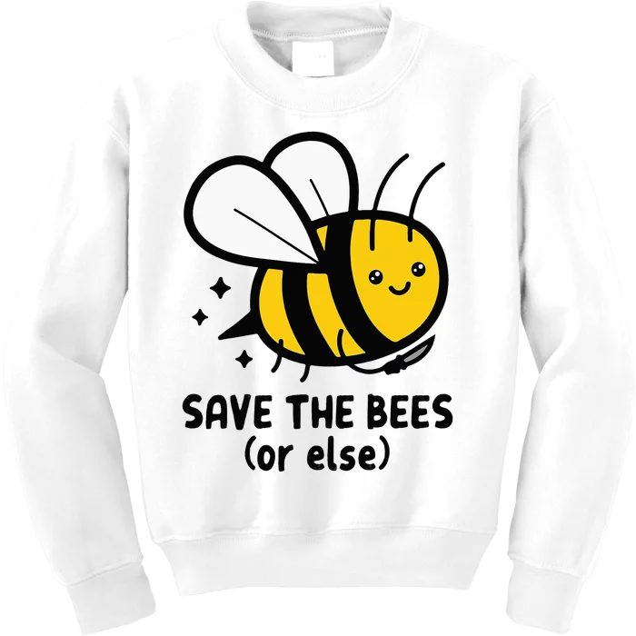 Save The Bees Or Else Knife Nature Animals Kids Sweatshirt