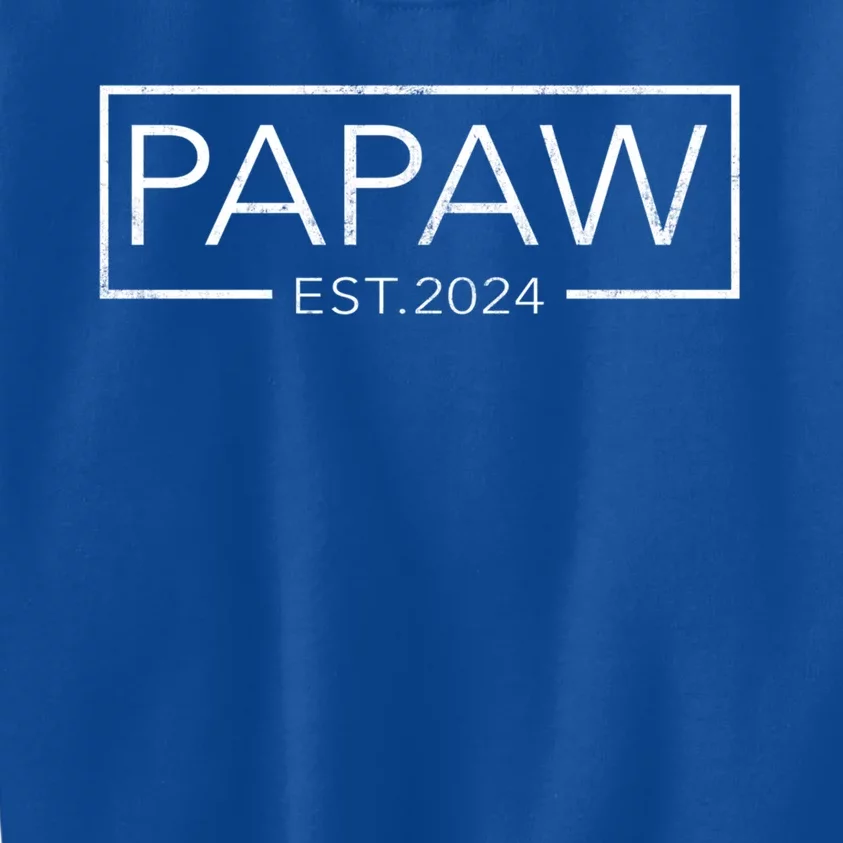 Soon To Be Papaw 2024 Retro Fathers Day Papaw Est 2024 Cool Gift Kids Sweatshirt