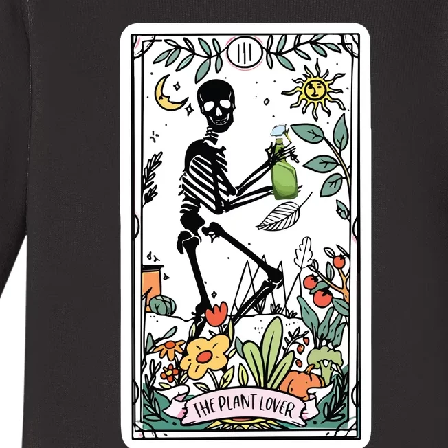 Skeleton Tarot Card Plant Mom Baby Long Sleeve Bodysuit