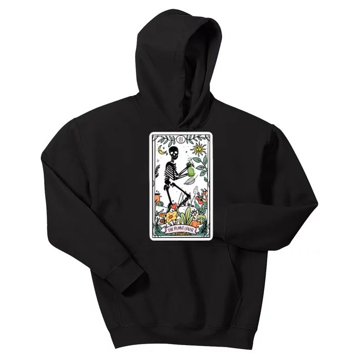 Skeleton Tarot Card Plant Mom Kids Hoodie