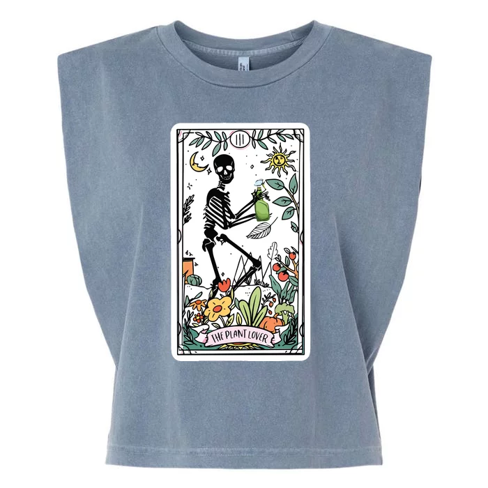 Skeleton Tarot Card Plant Mom Garment-Dyed Women's Muscle Tee