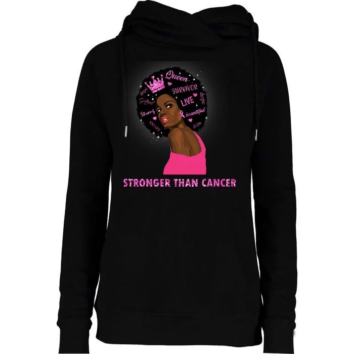 Stronger Than Cancer African American Woman Womens Funnel Neck Pullover Hood