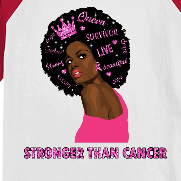 Stronger Than Cancer African American Woman Kids Colorblock Raglan Jersey