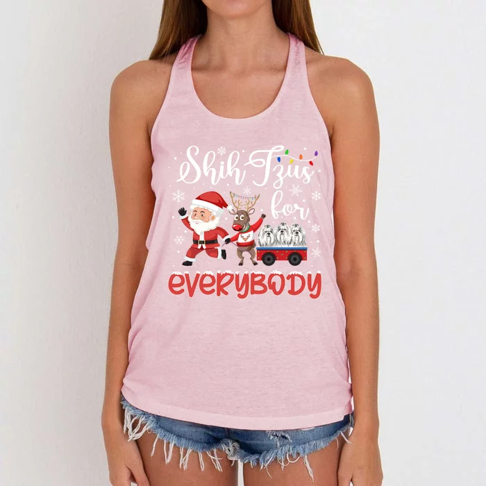 Shih Tzu Christmas Shih Tzus For Everybody Xmas Cute Gift Women's Knotted Racerback Tank