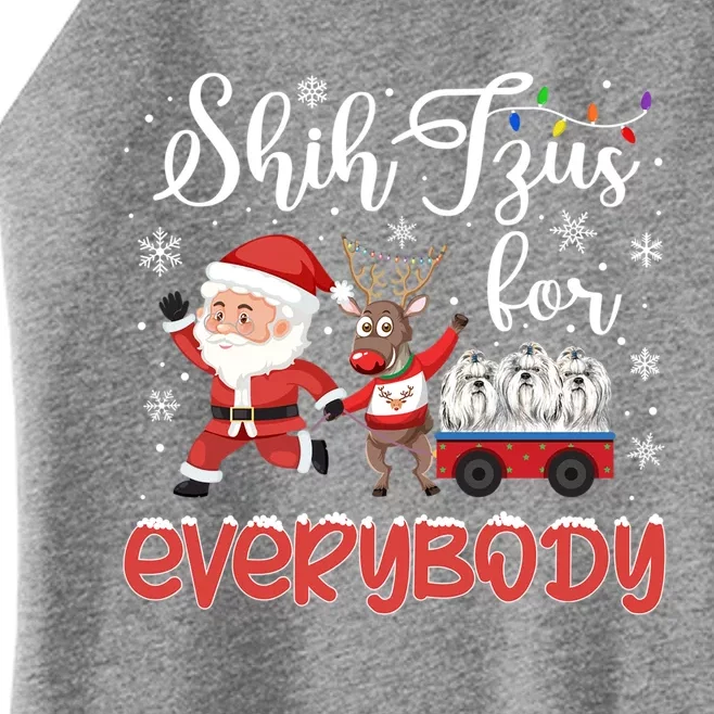 Shih Tzu Christmas Shih Tzus For Everybody Xmas Cute Gift Women’s Perfect Tri Rocker Tank