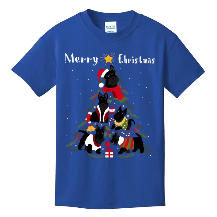 Scottish Terrier Christmas Tree Xmas Dog Lover Gift Kids T-Shirt