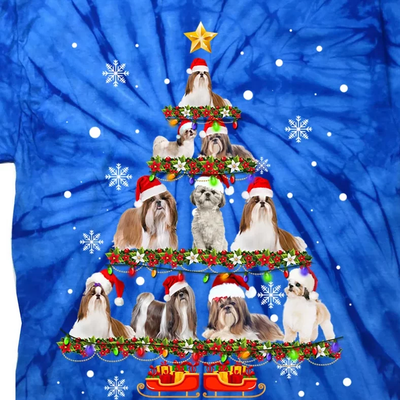 Shih Tzu Christmas Tree XMas Gift Tie-Dye T-Shirt