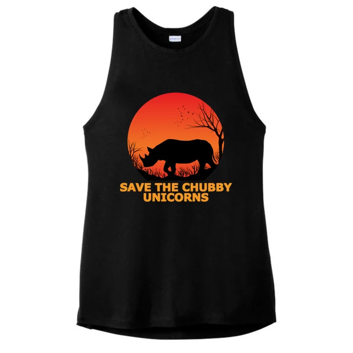 Save The Chubby Unicorns Fat Rhino Cool Gift Ladies Tri-Blend Wicking Tank