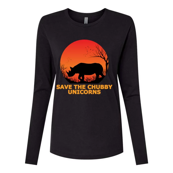 Save The Chubby Unicorns Fat Rhino Cool Gift Womens Cotton Relaxed Long Sleeve T-Shirt