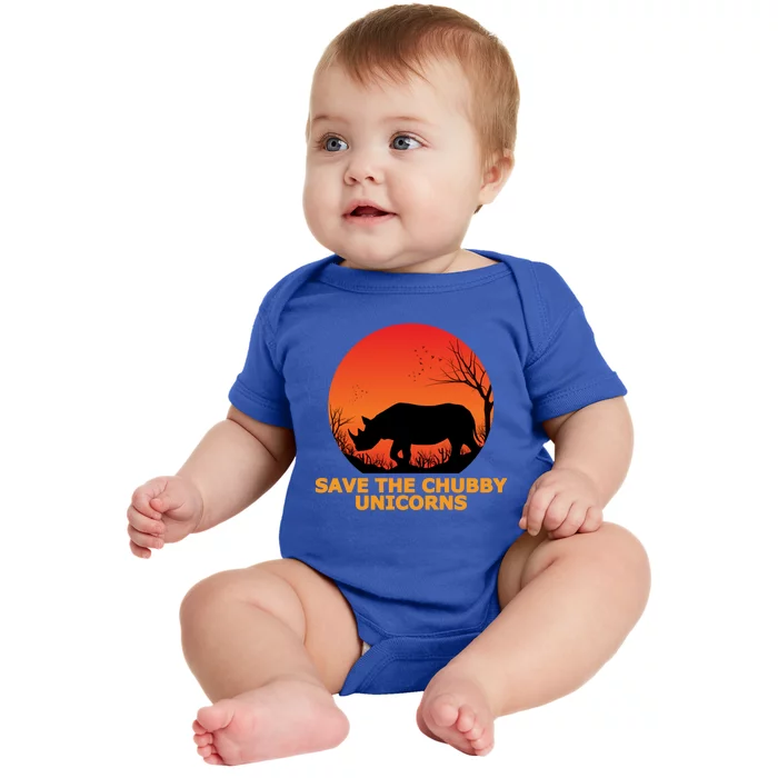 Save The Chubby Unicorns Fat Rhino Cool Gift Baby Bodysuit