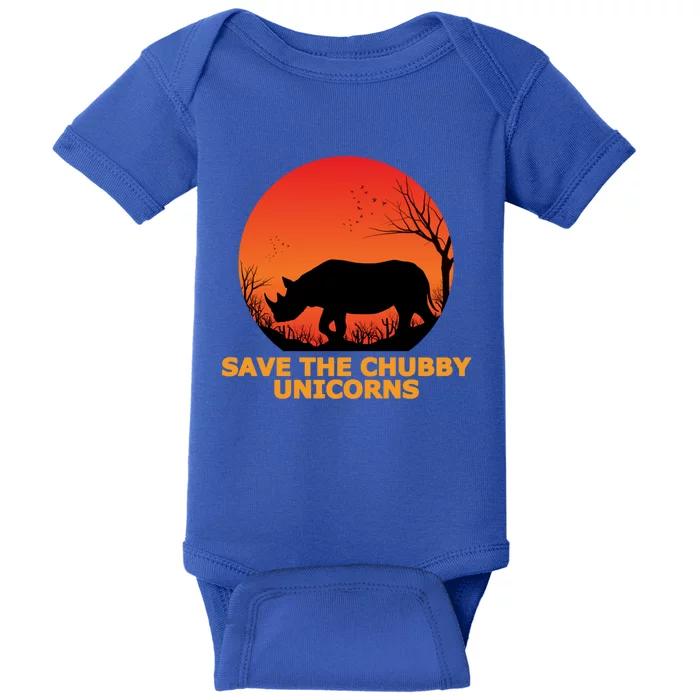 Save The Chubby Unicorns Fat Rhino Cool Gift Baby Bodysuit