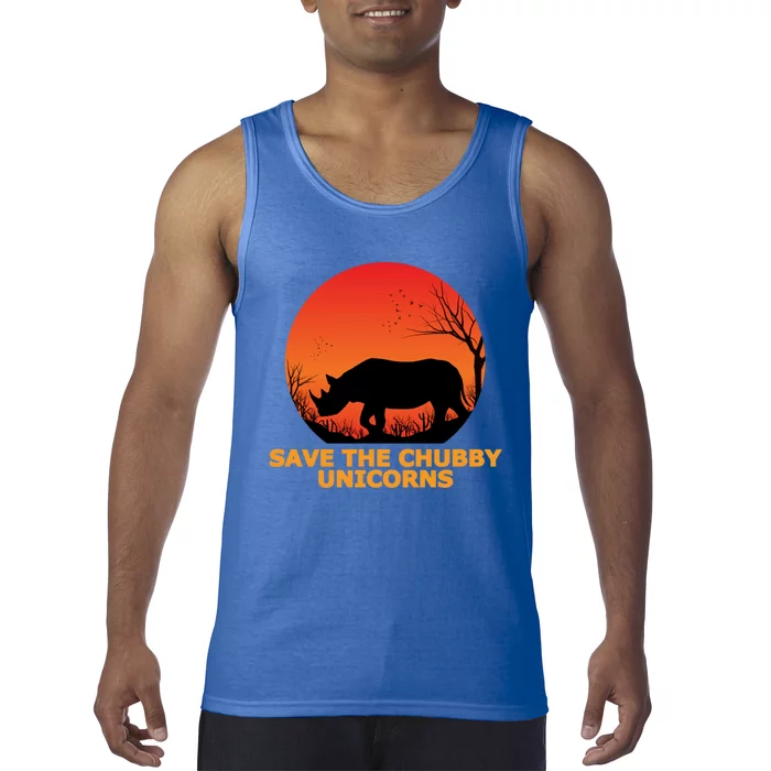 Save The Chubby Unicorns Fat Rhino Cool Gift Tank Top