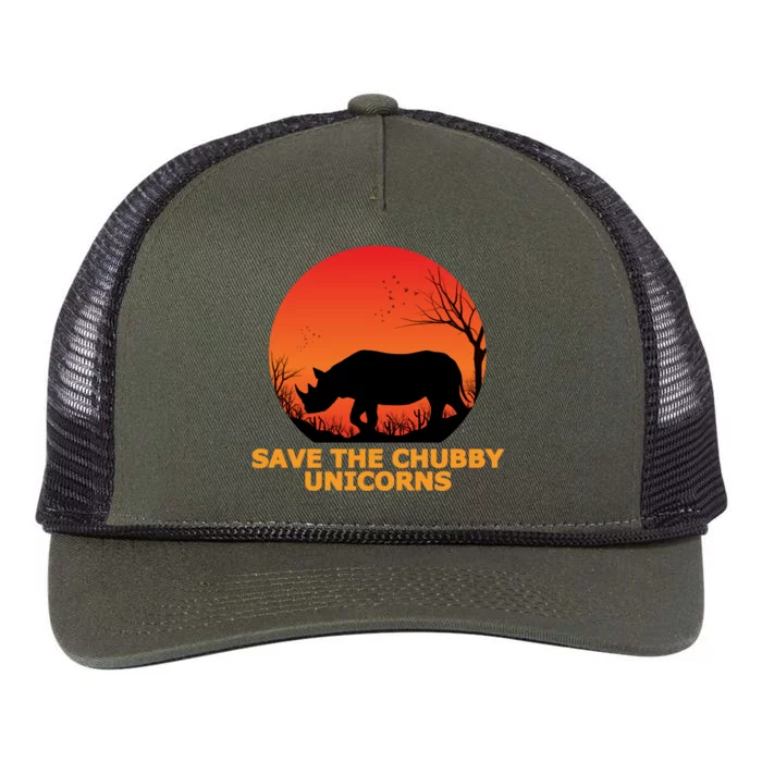 Save The Chubby Unicorns Fat Rhino Cool Gift Retro Rope Trucker Hat Cap